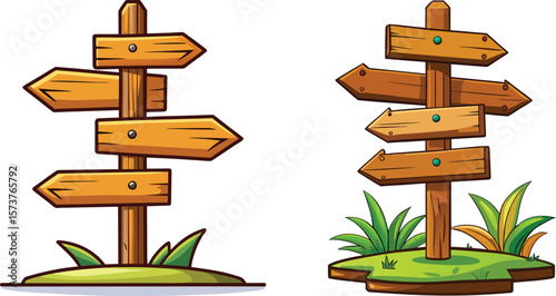 wooden direction signs in vector 