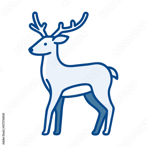 Illustrated deer standing with antlers in a minimal style  