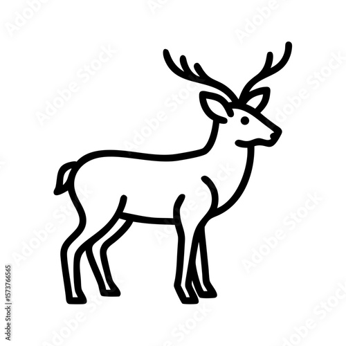 Deer illustration with antlers in minimalist line art style  
