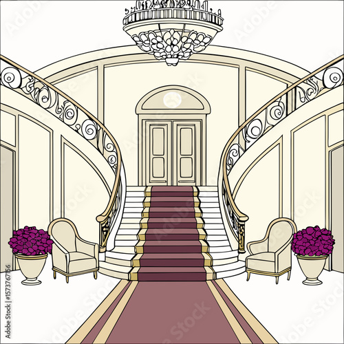 
a drawing of a staircase