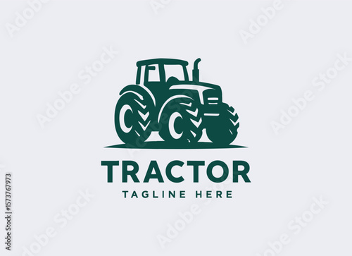 Modern Tractor Logo Template – Agricultural Vehicle Vector Design