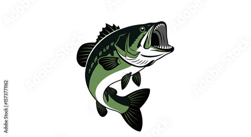 Largemouth Bass Jumping Vector Logo