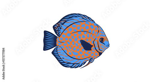 Discus Fish Vector Icon for Aquarium & Pet Logo