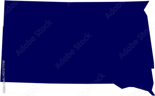 Navy Map of South Dakota - USA State Vector in SVG