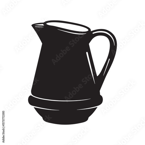 Vector illustration of a simple black and white pitcher isolated on white background