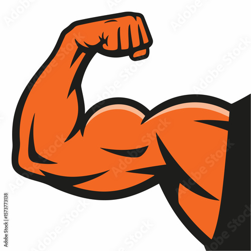 Bodybuilder Flexing Arm Vector – Strong Biceps Muscle Icon for Gym and Fitness
