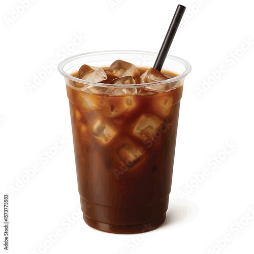  Cup of Iced Coffee PNG – With Straw and Ice Cubes, Transparent Background