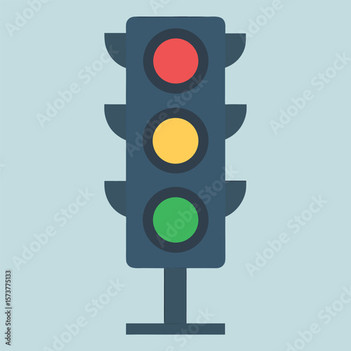 Flat design illustration of a vertical traffic light with clear signals