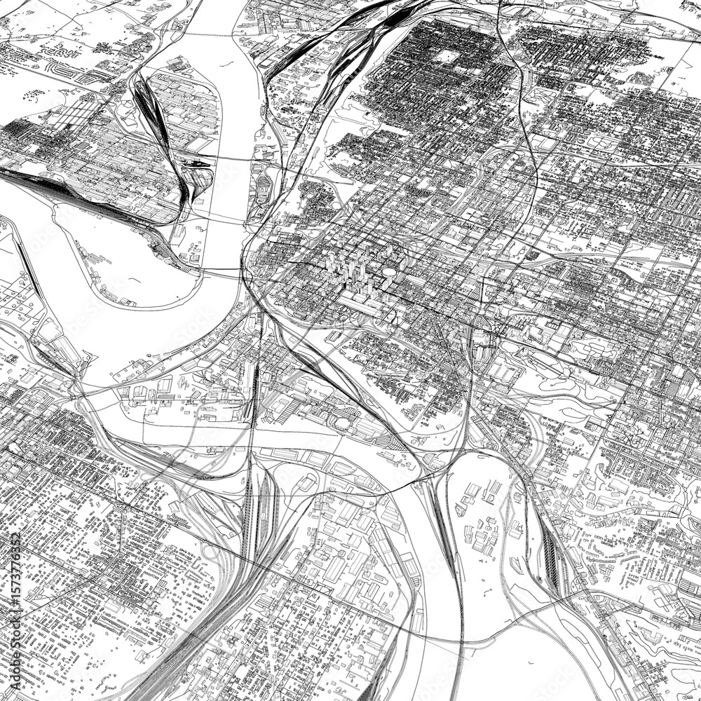 Obraz premium 3D illustration of city and urban in Kansas city USA