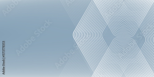Blue hexagon lines on gray background. Geometric stripe line art design modern simple