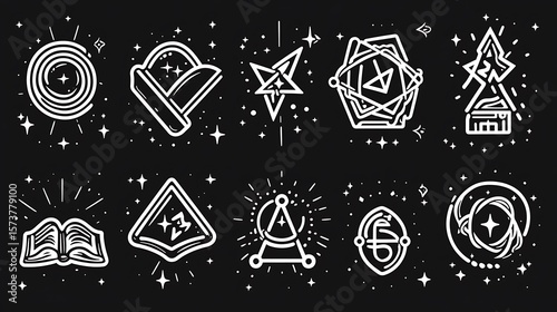 Collection of esoteric symbols on a dark background.