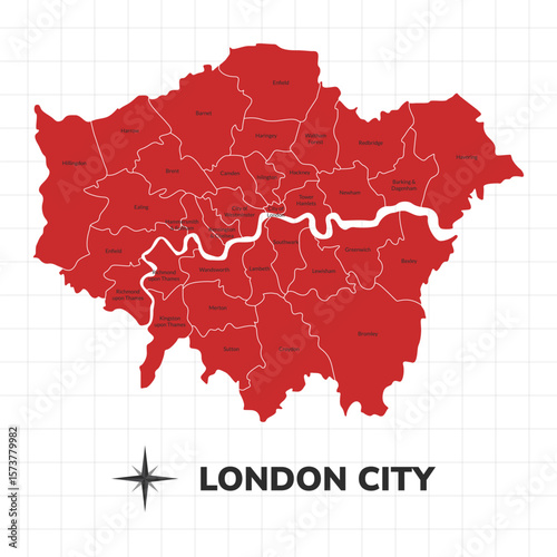 London City map illustration. Map of the City in England
