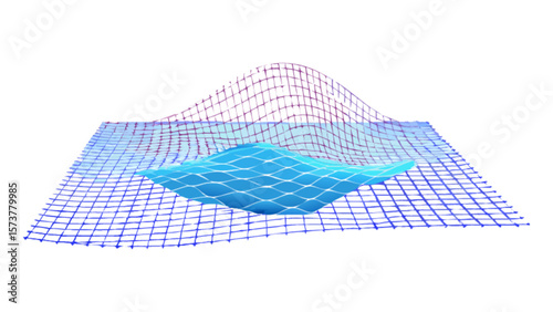 3d landscape visualization with grid surface and blue wave design for data representation and analysis