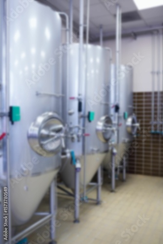 Beer manufacturing machinery in row