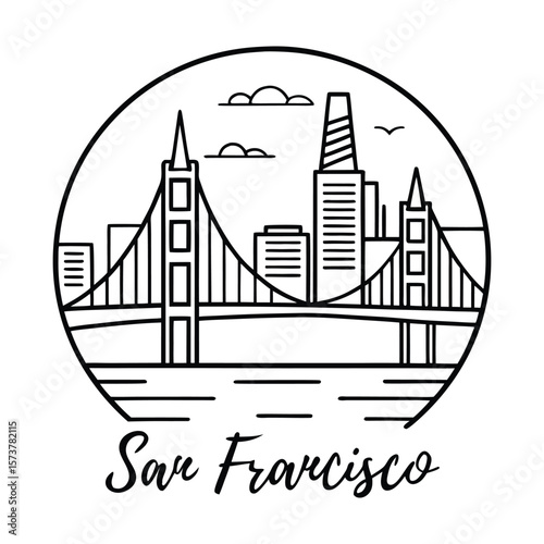 Hand-Drawn Minimal San Francisco Skyline