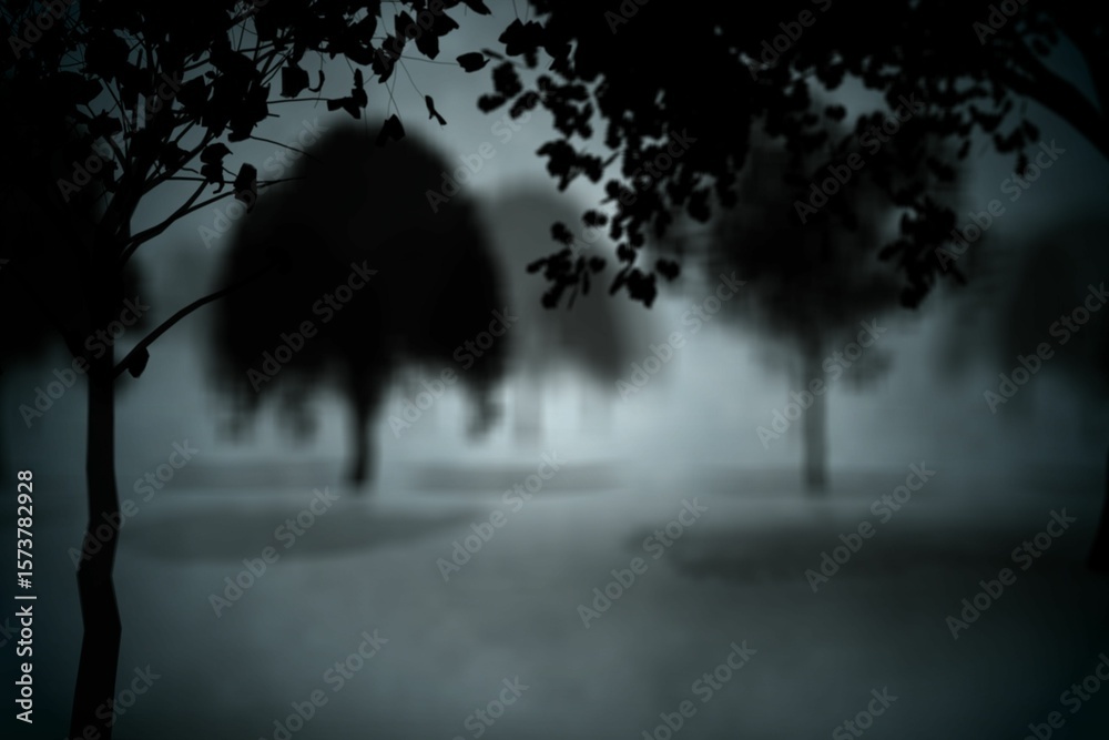 Naklejka premium Dark gothic scene with trees