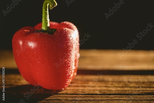 Wet bell pepper on chopping board