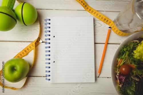 Notepad with indicators of healthy lifestyle