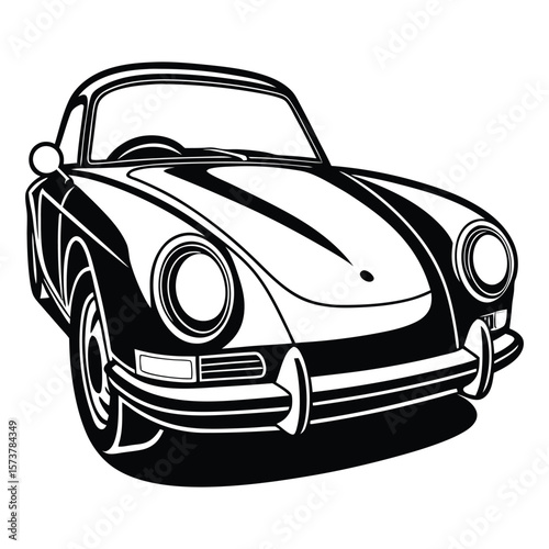 Front view silhouette of a classic car