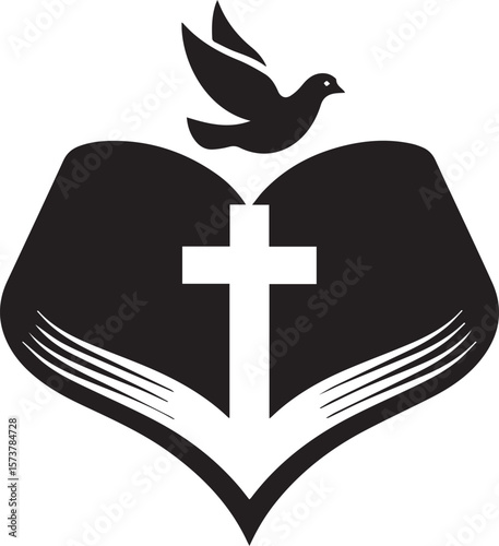 A dove, Bible and cross christian logo transparent vector png 