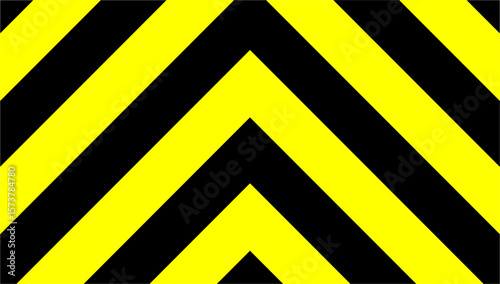 Seamless chevron pattern in black and yellow for caution or warning design. Ideal for hazard zones and safety backgrounds.