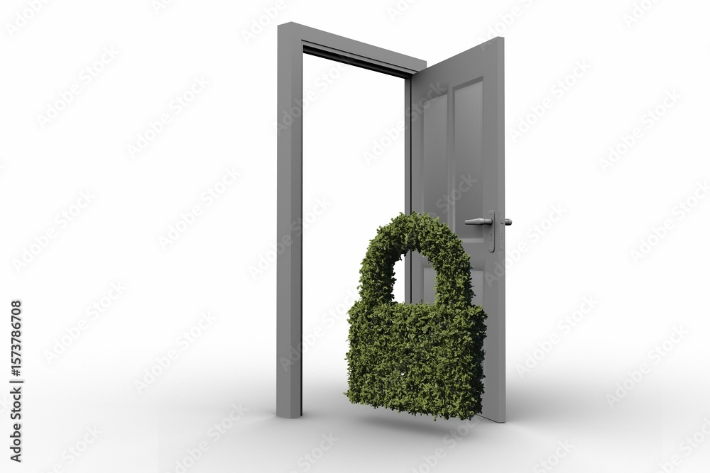 Naklejka premium Digital image of padlock of topiary at doorway