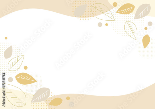 Soft autumn colored leaves and dots abstract frame