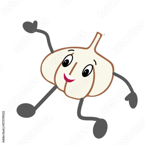funny cute garlic element clipart illustration design vector useful for anti inflammatory diet.eps