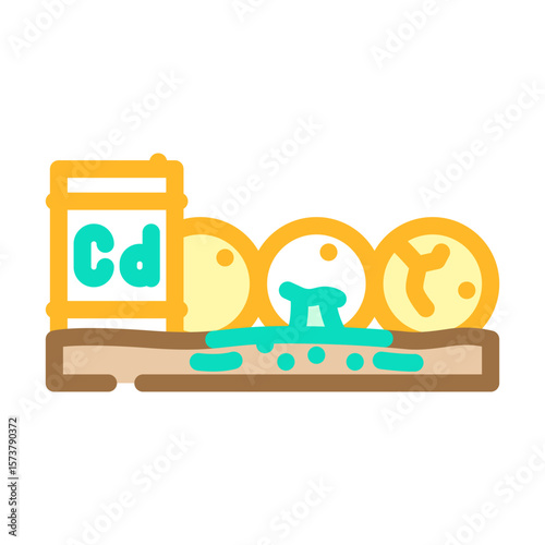 leaking barrels cadmium contaminating soil color icon vector illustration