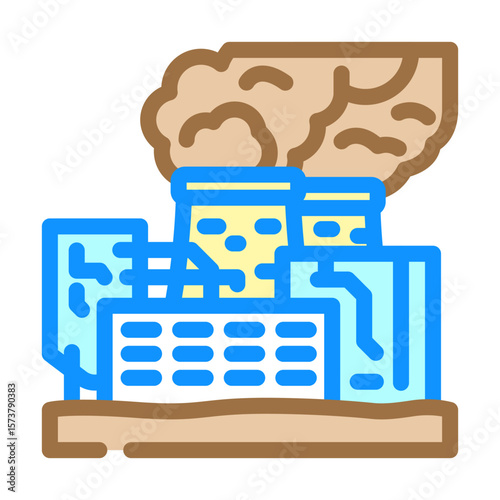 lead smelter emitting toxic fumes air color icon vector illustration