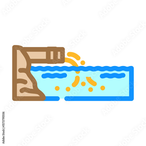 iron rich waste polluting local water bodies color icon vector illustration