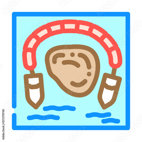 boat collecting oil water color icon vector illustration