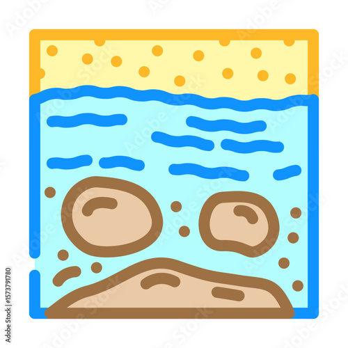 ocean waves carrying oil shore color icon vector illustration