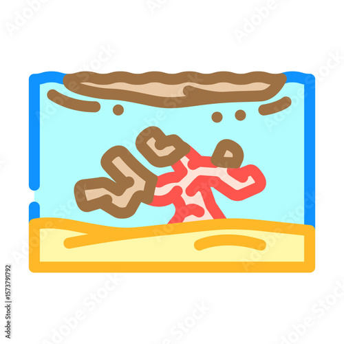 spill damage coral reef color icon vector illustration