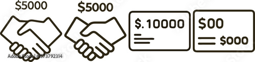 Business Deal, Handshake Agreement, Financial Transaction, $10000, $5000, Contract Icon, Payment, Success, Partnership, Investment, Deal...