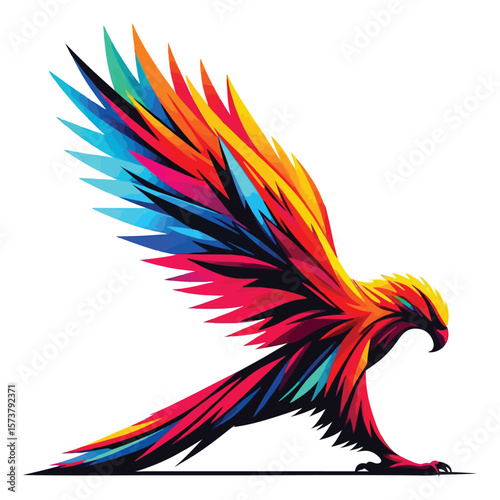 Vibrant eagle silhouette in dynamic pose