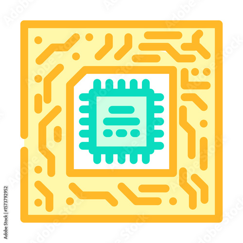 circuit board quantum computer color icon vector illustration
