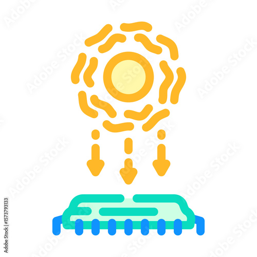 light particles interacting chip color icon vector illustration