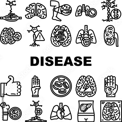 incurable disease icons set vector