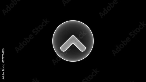 Animation of swipe up arrow icon, arrow animation on white transparent background with alpha channel