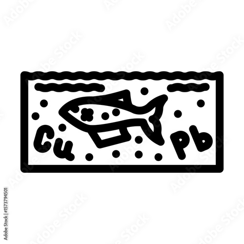 fish death lake due high concentrations copper lead line icon vector illustration