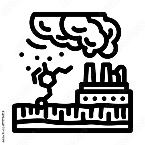 contaminated food crops region high industrial pollution line icon vector illustration