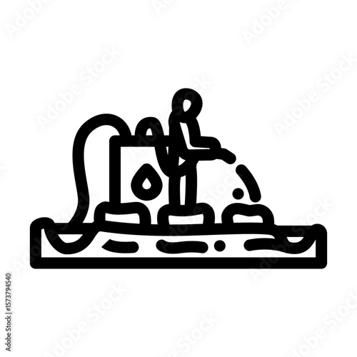 farmers using water contaminated metals for irrigation line icon vector illustration