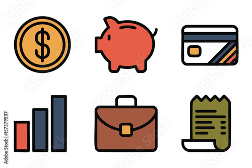 Financial Icons: Pixel Art Graphics for Business & Finance Websites