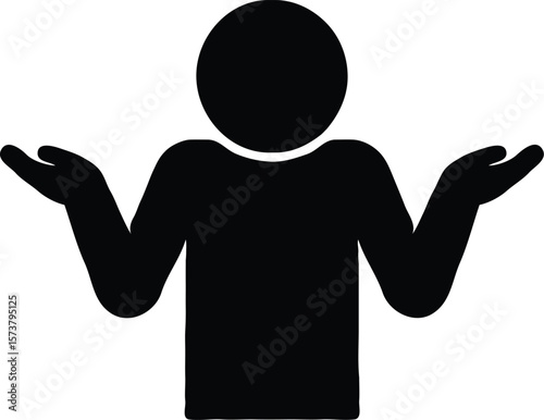 Shrugging Figure Icon Representing Uncertainty, Doubt, and Indecision