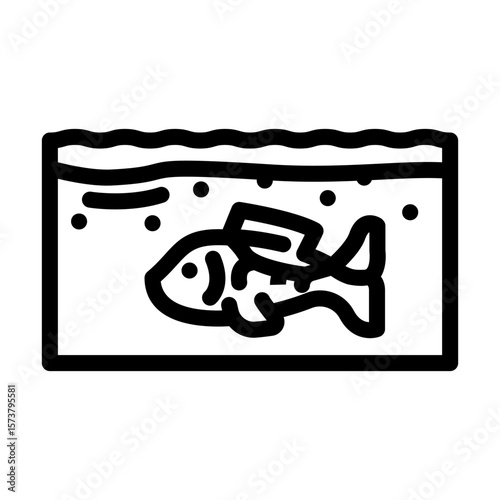 covered fish ocean line icon vector illustration