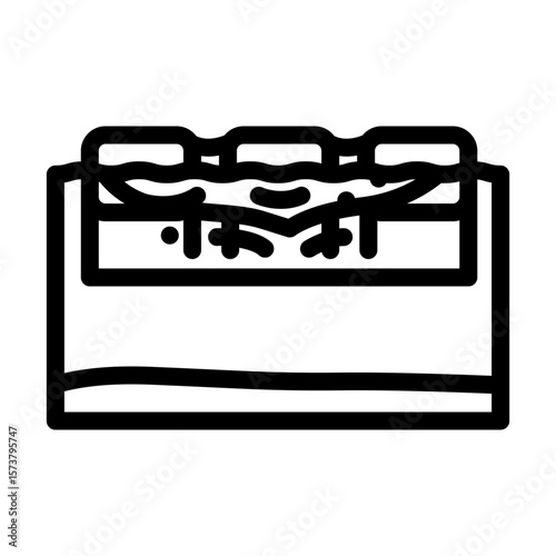 floating booms around an oil spill line icon vector illustration