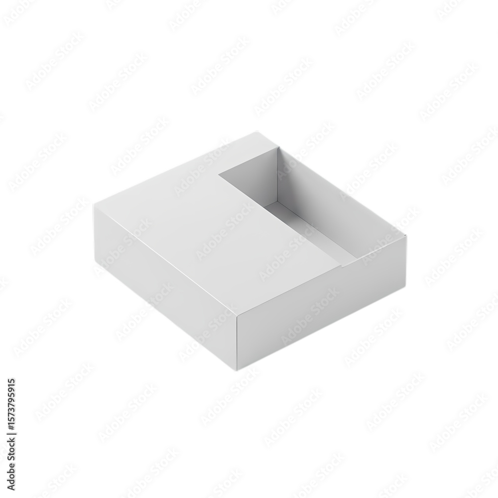 Naklejka premium Minimalist White Square Tray: Modern Home Decor, Geometric Design, Contemporary Container, Ceramic Dish, Small Serving Tray