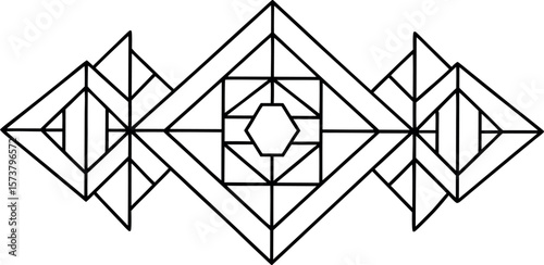 Geometric Line Art Minimalist Monochrome Shap Vector Illustration