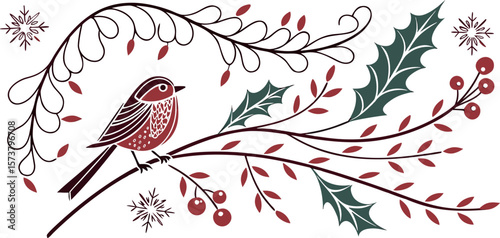 Merry Christmas Wall Art Vector Set Wallpaper Han Vector Illustration